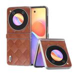 For ZTE nubia Flip ABEEL Frosted Transparent Frame Hinge Weave Plaid PU Phone Case(Brown)