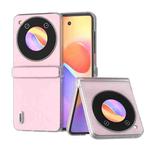 For ZTE nubia Flip ABEEL Frosted Transparent Frame Hinge Two-color Calf Texture PU Phone Case(Pink)