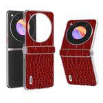 For ZTE nubia Flip ABEEL Frosted Transparent Frame Genuine Leather Crocodile Pattern Phone Case(Red)