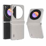 For ZTE nubia Flip ABEEL Frosted Transparent Frame Hinge Genuine Leather Wave Phone Case(Grey)