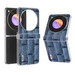 For ZTE nubia Flip ABEEL Frosted Transparent Frame Genuine Leather Mahjong Pattern Phone Case(Blue)