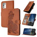 For ZTE Libero 5G III Datura Flower Embossed Flip Leather Phone Case(Brown)