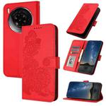 For ZTE nubia Z50S Pro Datura Flower Embossed Flip Leather Phone Case(Red)
