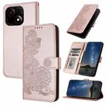 For ZTE Blade A35e 4G Datura Flower Embossed Flip Leather Phone Case(Rose Gold)