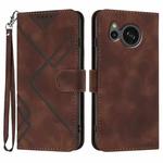 For Sharp Aquos sense8/SHC11/SH-54D Line Pattern Skin Feel Leather Phone Case(Coffee)