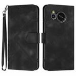 For Sharp Aquos sense8/SHC11/SH-54D Line Pattern Skin Feel Leather Phone Case(Black)