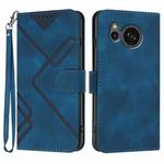 For Sharp Aquos sense8/SHC11/SH-54D Line Pattern Skin Feel Leather Phone Case(Royal Blue)