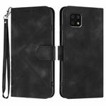 For Sharp Aquos Sense 6/Aquos Sense6s Line Pattern Skin Feel Leather Phone Case(Black)