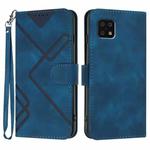 For Sharp Aquos Sense 6/Aquos Sense6s Line Pattern Skin Feel Leather Phone Case(Royal Blue)