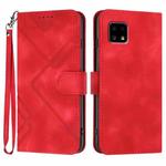 For Sharp Aquos sense4 4G/5G/Sense4 Lite Line Pattern Skin Feel Leather Phone Case(Red)