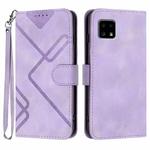 For Sharp Aquos sense4 4G/5G/Sense4 Lite Line Pattern Skin Feel Leather Phone Case(Light Purple)