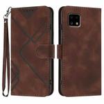 For Sharp Aquos sense4 4G/5G/Sense4 Lite Line Pattern Skin Feel Leather Phone Case(Coffee)