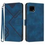 For Sharp Aquos sense4 4G/5G/Sense4 Lite Line Pattern Skin Feel Leather Phone Case(Royal Blue)