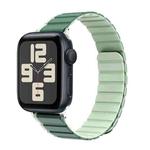 For Apple Watch SE 2023 44mm ZGA Two Color Magnetic Silicone Watch Band(Dark Green+Light Green)