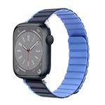 For Apple Watch Series 8 45mm ZGA Two Color Magnetic Silicone Watch Band(Dark Blue+Light Blue)