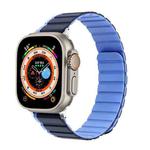 For Apple Watch 42mm ZGA Two Color Magnetic Silicone Watch Band(Dark Blue+Light Blue)