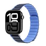 For Apple Watch Series 10 46mm ZGA Two Color Magnetic Silicone Watch Band(Dark Blue+Light Blue)