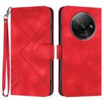 For Xiaomi Redmi A3 Line Pattern Skin Feel Leather Phone Case(Red)