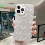 For iPhone 13 Pro Max Metallic Paint Diamond Lattice Skin Feel Full Coverage Shockproof Phone Case(White)