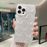 For iPhone 15 Pro Max Metallic Paint Diamond Lattice Skin Feel Full Coverage Shockproof Phone Case(White)
