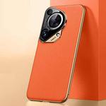 For Huawei Pura 70 Ultra Plain Leather Series Shockproof Phone Case(Orange)