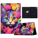 For iPad 10.2 2021 / 2020 / 2019 Voltage Painted Smart Leather Tablet Case(Rose Cat)