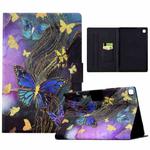For Samsung Galaxy Tab A7 2020 T500 Electric Pressed Painted Smart Leather Tablet Case(Gold Butterflies)