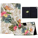 For Samsung Galaxy Tab A7 2020 T500 Electric Pressed Painted Smart Leather Tablet Case(Gold Pineapple)