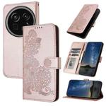 For Sharp Aquos R9 Pro Datura Flower Embossed Flip Leather Phone Case(Rose Gold)