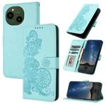 For Sharp Aquos R10 Datura Flower Embossed Flip Leather Phone Case(Light blue)