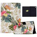 For Samsung Galaxy Tab A9 Electric Pressed Painted Leather Tablet Case(Gold Pineapple)