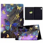 For Lenovo Tab M9 Electric Pressed Painted Smart Leather Tablet Case(Gold Butterflies)