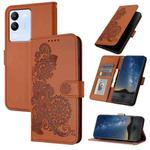 For vivo V29e 5G Global/Y200 5G Global Datura Flower Embossed Flip Leather Phone Case(Brown)