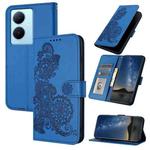 For vivo Y78+ 5G Global/Y78 5G Global Datura Flower Embossed Flip Leather Phone Case(Blue)
