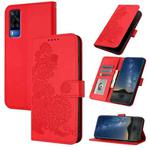 For vivo Y51 2020 India/Y31 4G India Datura Flower Embossed Flip Leather Phone Case(Red)