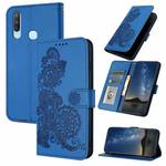 For vivo Y17/Y15/Y12/Y11 Datura Flower Embossed Flip Leather Phone Case(Blue)