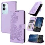 For vivo Y19s Global Datura Flower Embossed Flip Leather Phone Case(Purple)