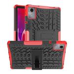 For Lenovo Tab M11/ Xiaoxin Pad 11 2024 Tire Texture TPU Hybrid PC Tablet Case with Holder(Red)