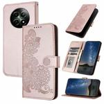 For Realme 12 5G Global Datura Flower Embossed Flip Leather Phone Case(Rose Gold)