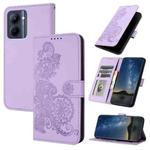 For Realme C33 2022 Global/2023 Global Datura Flower Embossed Flip Leather Phone Case(Purple)