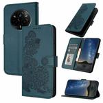 For Realme 14 Pro Datura Flower Embossed Flip Leather Phone Case(Dark Green)