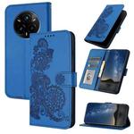 For Realme 14 Pro+ Datura Flower Embossed Flip Leather Phone Case(Blue)