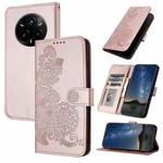 For Realme 14 Pro+ Datura Flower Embossed Flip Leather Phone Case(Rose Gold)