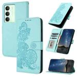 For Realme 14x Global Datura Flower Embossed Flip Leather Phone Case(Light Blue)