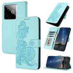 For Realme GT 7 India Datura Flower Embossed Flip Leather Phone Case(Light Blue)