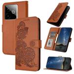 For Realme GT 7 India Datura Flower Embossed Flip Leather Phone Case(Brown)