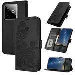 For Realme GT 7 India Datura Flower Embossed Flip Leather Phone Case(Black)