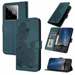 For Realme GT 7 India Datura Flower Embossed Flip Leather Phone Case(Dark Green)