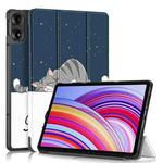 For Xiaomi Redmi Pad Pro 12.1 Custer Painted 3-Fold Stand Leather Smart Tablet Case(Lazy Cat)