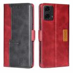 For Motorola Moto G24 4G Contrast Color Side Buckle Leather Phone Case(Red + Black)